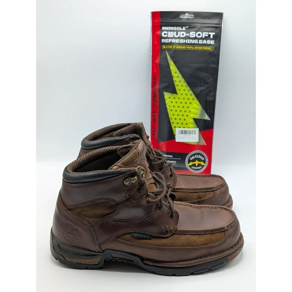 Georgia Athens Boot Men 9 Brown Leather Waterproof Work Lace-Up G7403